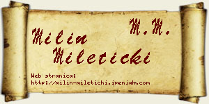 Milin Mileticki vizit kartica